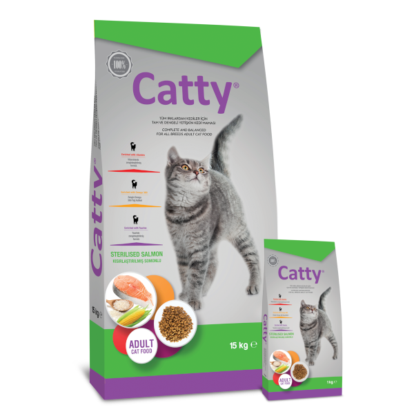 CATTY LIGHT STERİLİZE SOMONLU KEDİ MAMASI 15 KG