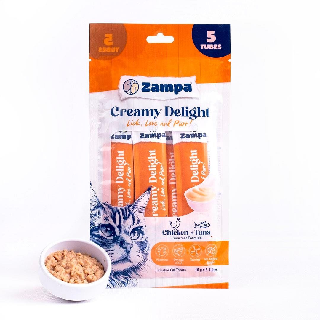 ZCD8153-CREAMY DELİGHT TAVUKLU TUNA BALIKLI KEDİ KREMA ÖDÜL MAMASI (16GRX5)