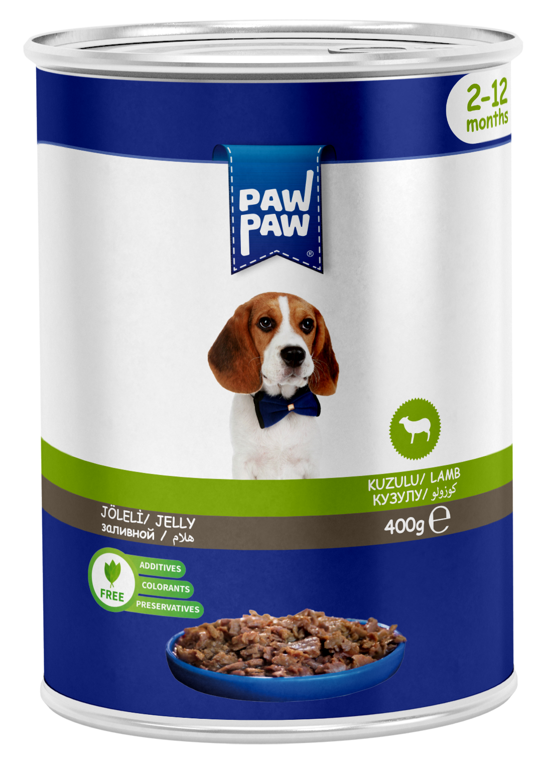 PAW PAW 12'Lİ YAVRU KÖPEK KUZULU KONSERVE 400 GR