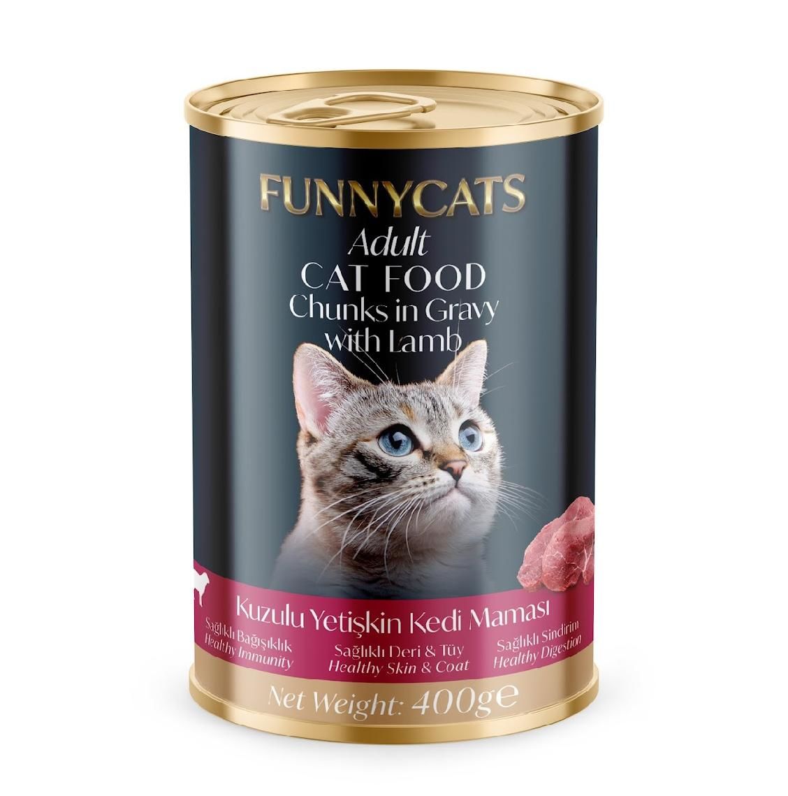 FUNNY CAT 12'Lİ KEDİ KONSERVESİ KUZULU 400 GR