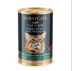FUNNY CAT 12'Lİ  KEDİ KONSERVESİ 400 GR CİĞERLİ TAVUKLU