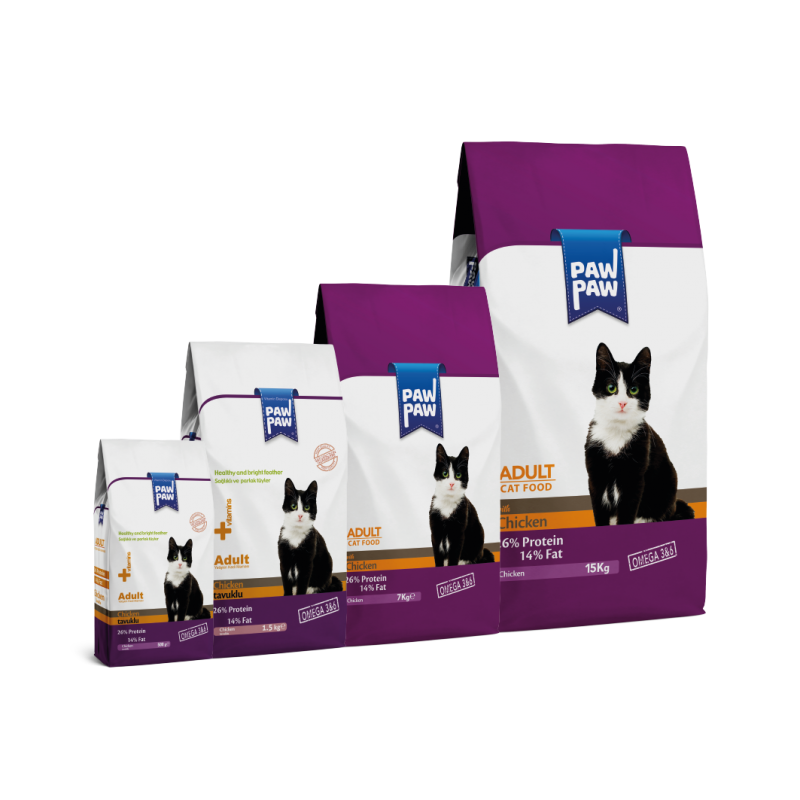PAW PAW YETİŞKİN KEDİ MAMASI TAVUKLU 15 KG