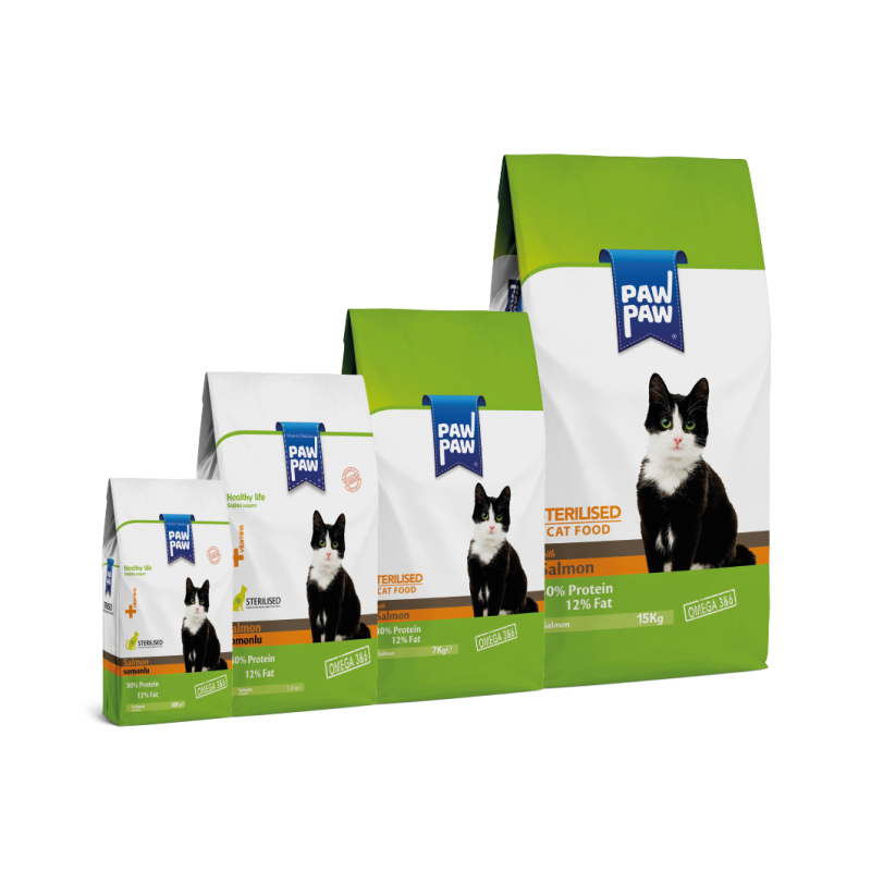 PAW PAW KEDİ MAMASI SOMONLU KISIR 15 KG