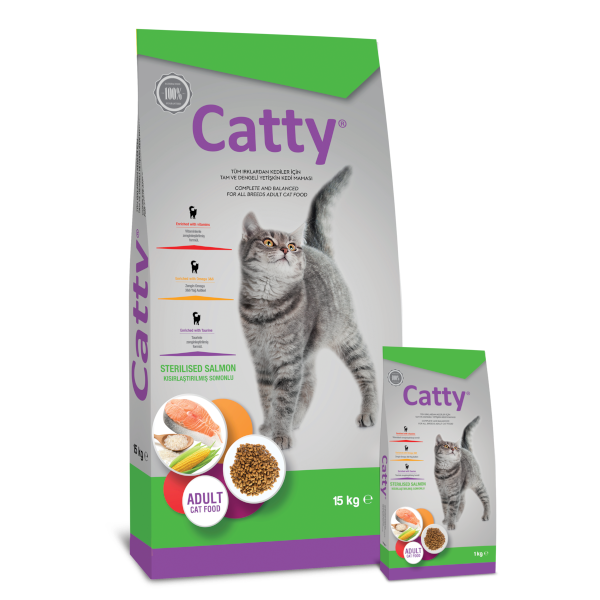 CATTY LIGHT STERİLİZE SOMONLU KEDİ MAMASI 1 KG