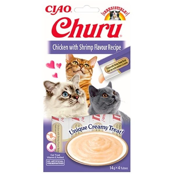 EU108-CİAO CHURU CREAM TAVUKLU VE KARİDESLİ KEDİ ÖDÜL KREMASI 4X14 GR