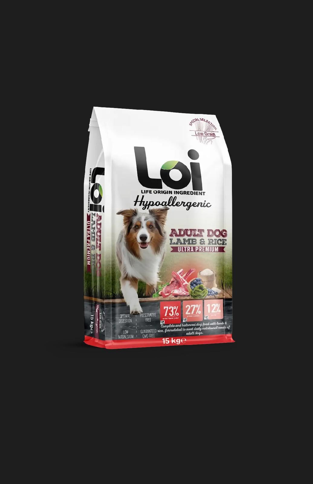 90001- LOİ KÖPEK KUZU ETLİ PİRİNÇLİ 15 KG