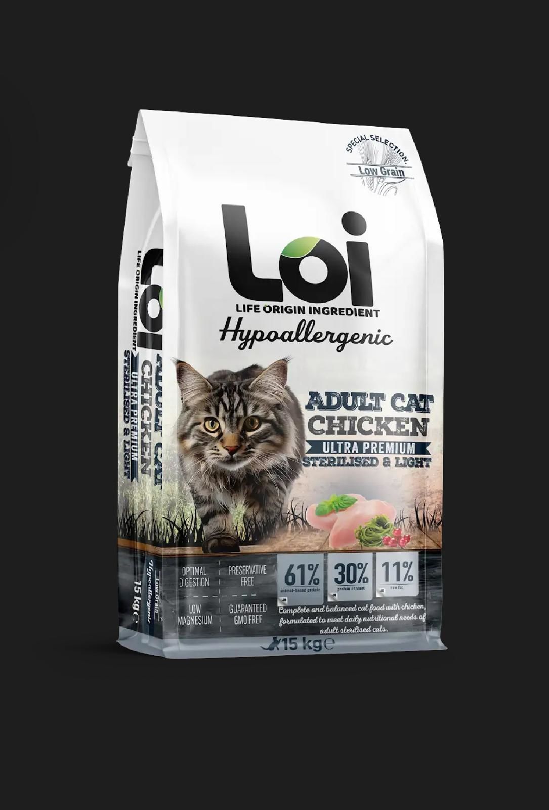 90070-LOİ KISIR KEDİ TAVUKLU 15 KG