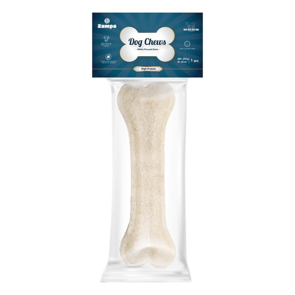 DC4515-ZAMPA BEYAZ PRESS KEMİK KÖPEK ÖDÜLÜ TEKLİ 260-270 GR