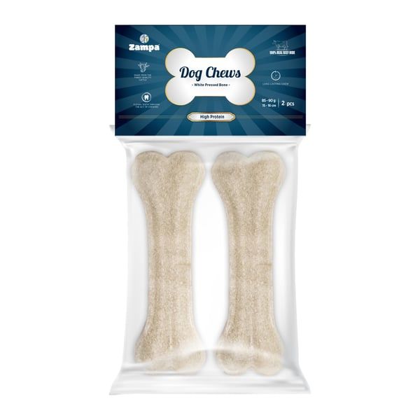 DC4478-ZAMPA BEYAZ PRESS KEMİK KÖPEK ÖDÜLÜ 2'Lİ 85-90 GR