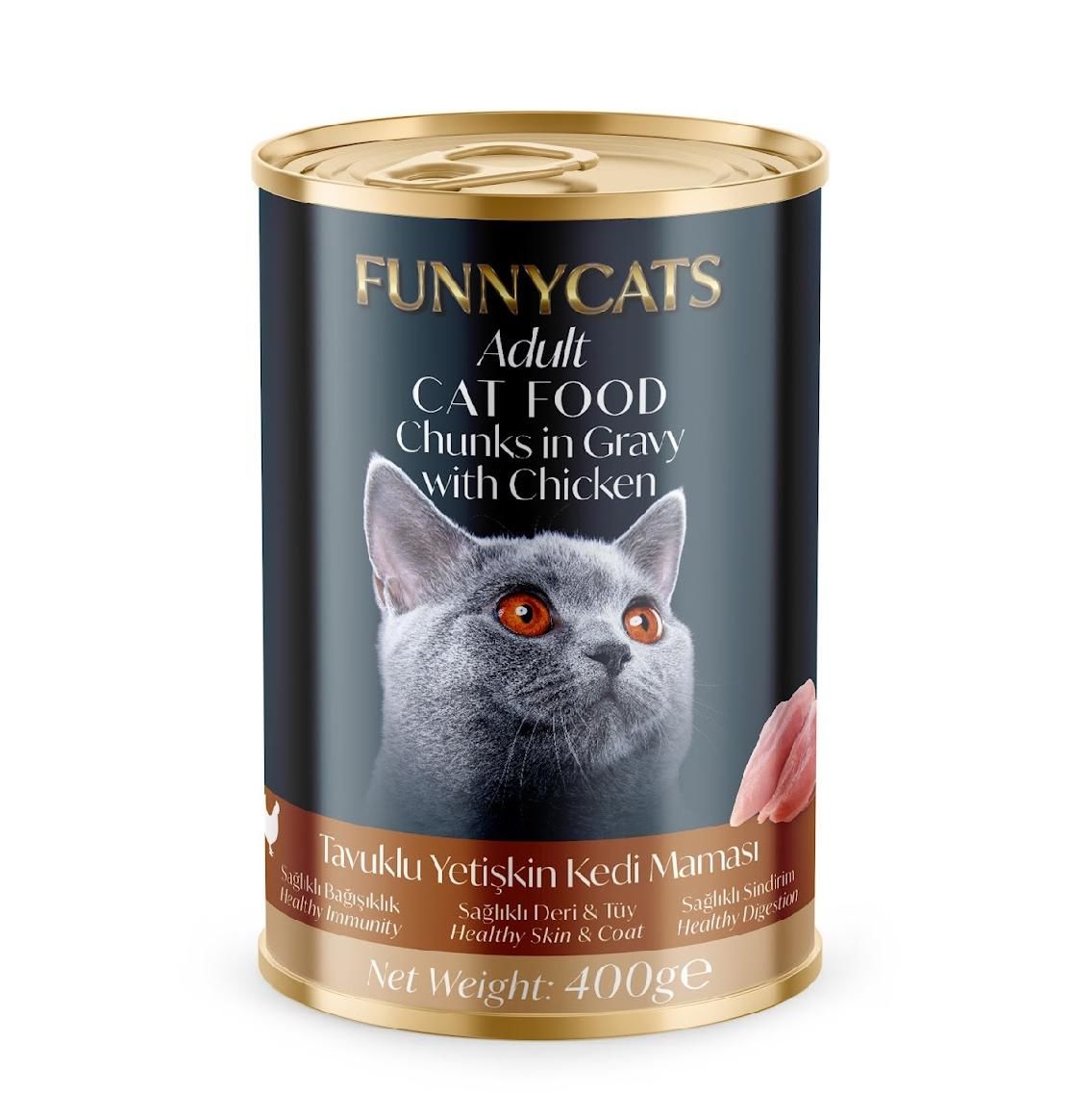 FUNNY CAT 12'Lİ  KEDİ KONSERVESİ TAVUKLU 400GR