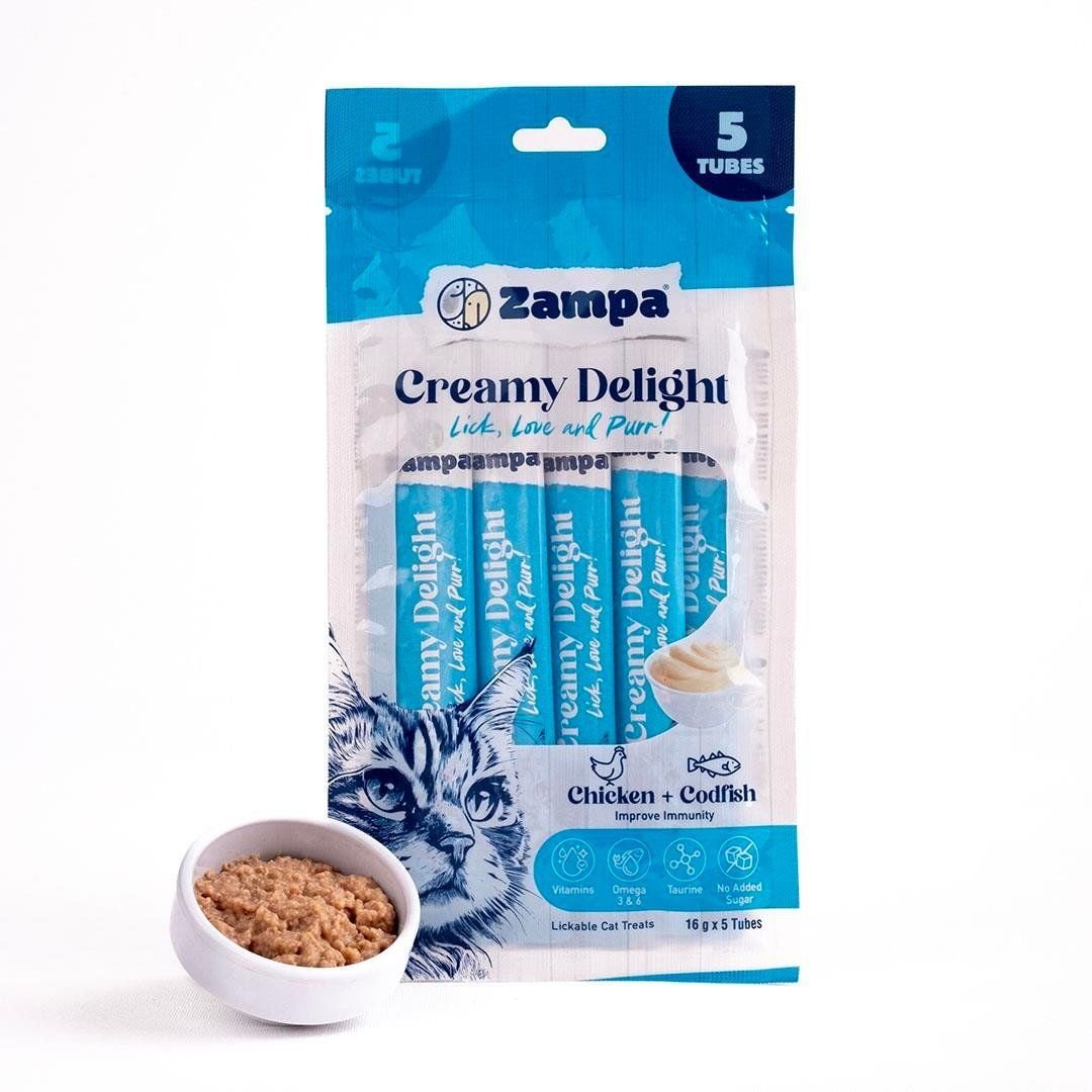 ZCD8207-CREAMY DELİGHT TAVUKLU MORİNA BALIKLI KEDİ KREMA ÖDÜL MAMASI (16GRX5)