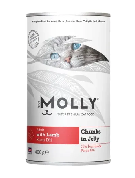 MOLLY 12'Lİ KUZU ETLİ KEDİ KONSERVE 400 GR