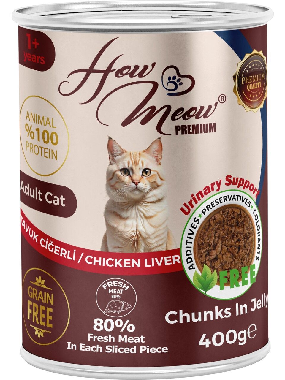 HOW MEOW 12'Lİ TAVUKLU KEDİ KONSERVE 400 GR