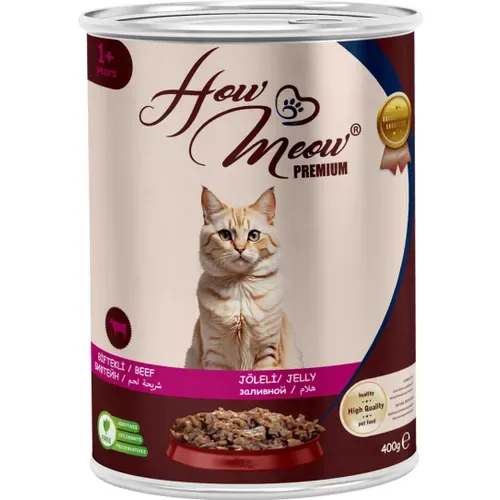 HOW MEOW 12'Lİ BİFTEKLİ KEDİ KONSERVE 400 GR