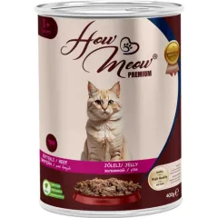 HOW MEOW 12'Lİ BİFTEKLİ KEDİ KONSERVE 400 GR