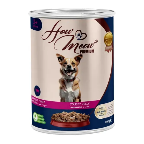 HOW MEOW 12'Lİ BİFTEKLİ KÖPEK KONSERVE 400 GR