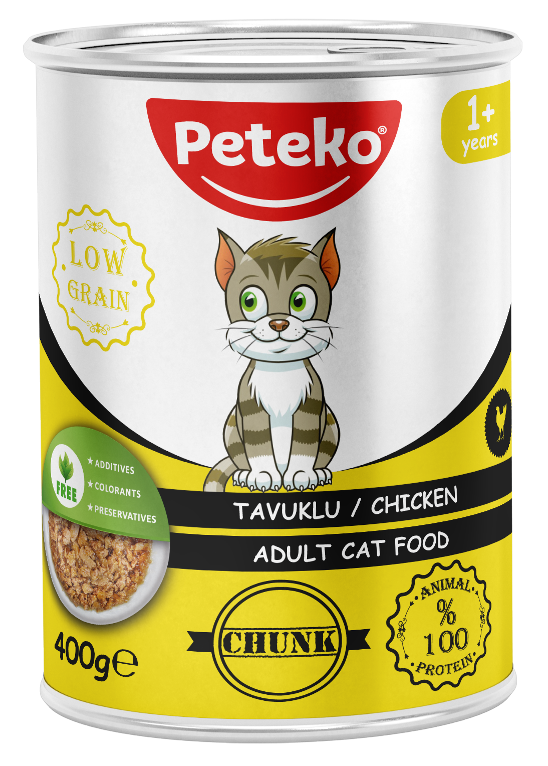 PETEKO 12'Lİ TAVUKLU KEDİ KONSERVE 400 GR