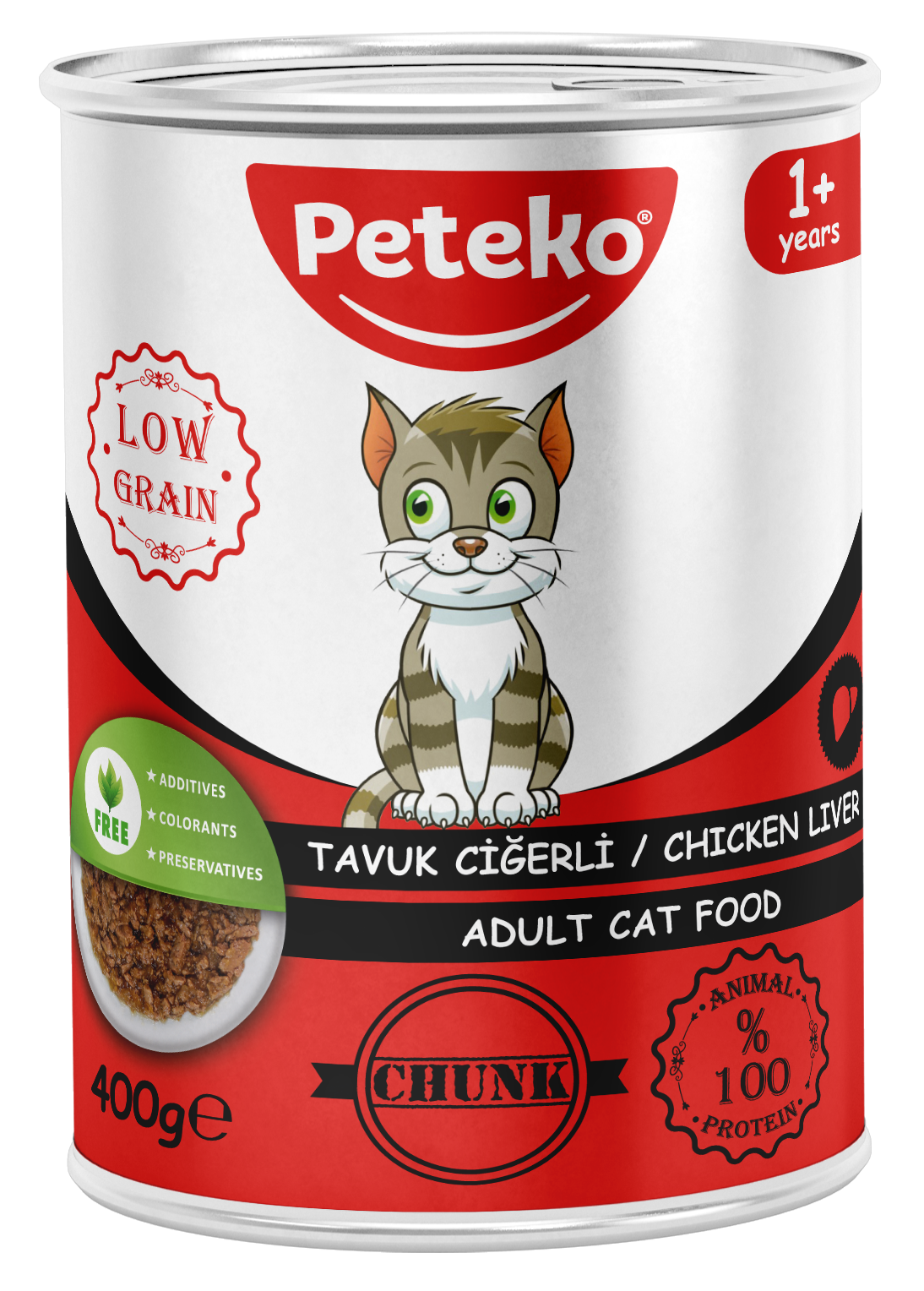 PETEKO 12'Lİ TAVUK CİĞERLİ KEDİ KONSERVE 400 GR