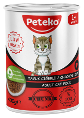 PETEKO 12'Lİ TAVUK CİĞERLİ KEDİ KONSERVE 400 GR