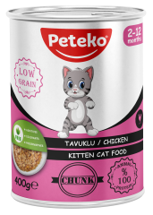 PETEKO 12'Lİ YAVRU KEDİ KONSERVE 400 GR