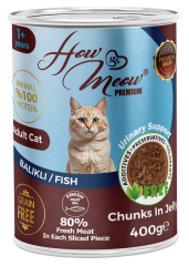 HOW MEOW 12'Lİ BALIKLI KEDİ KONSERVE 400 GR