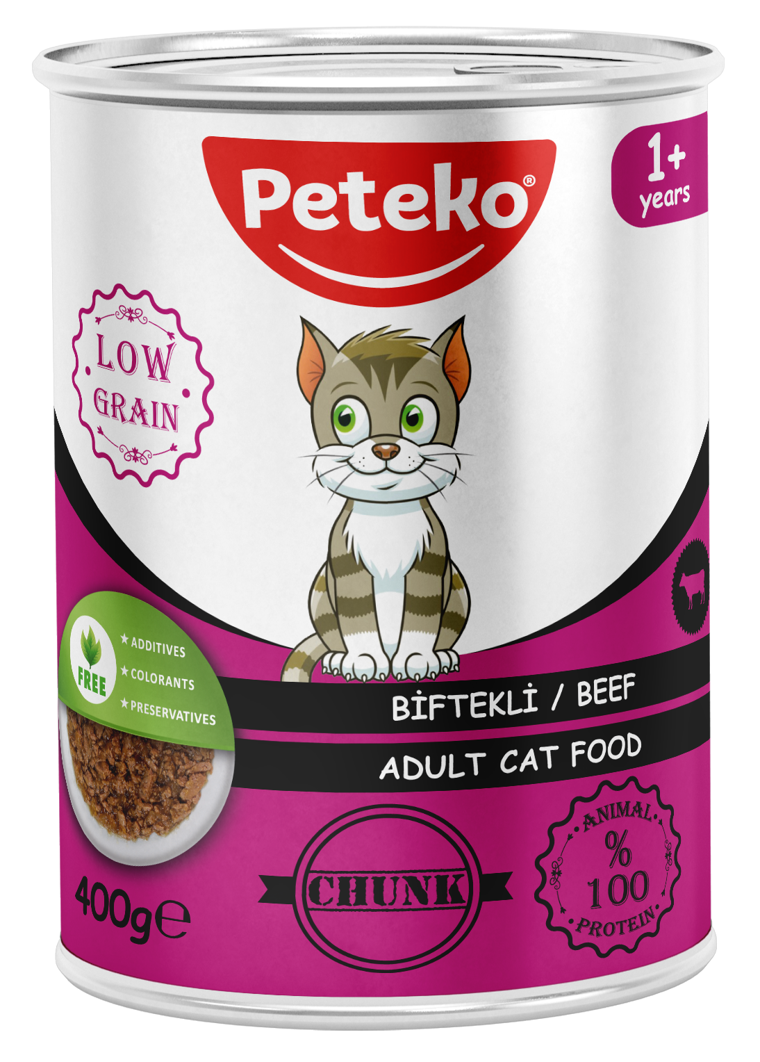 PETEKO 12'Lİ BİFTEKLİ KEDİ KONSERVE 400 GR