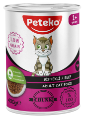 PETEKO 12'Lİ BİFTEKLİ KEDİ KONSERVE 400 GR
