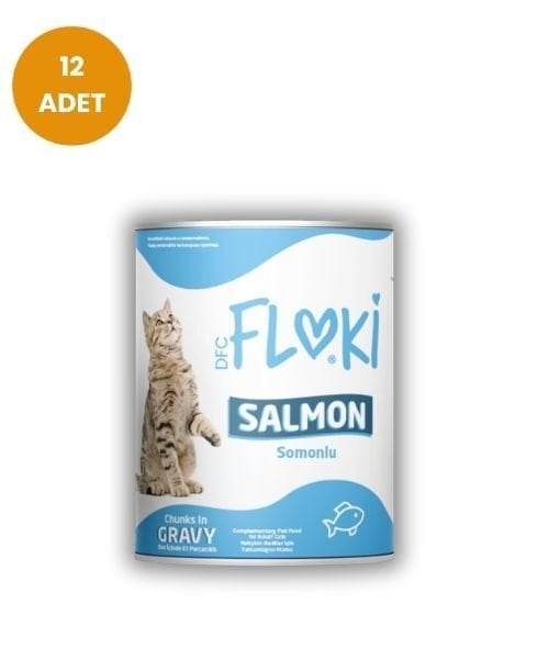 FLOKİ 12'Lİ SOMONLU KEDİ KONSERVE 400 GR