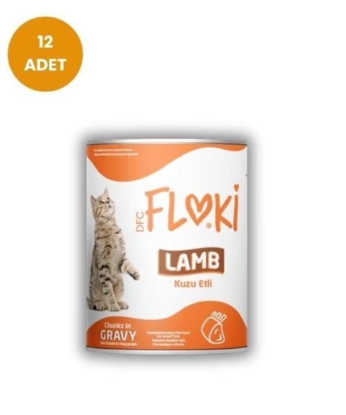 FLOKİ 12'Lİ KUZU ETLİ KEDİ KONSERVE 400 GR