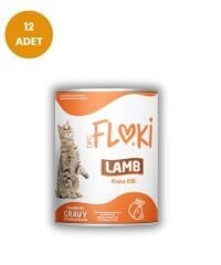 FLOKİ 12'Lİ KUZU ETLİ KEDİ KONSERVE 400 GR