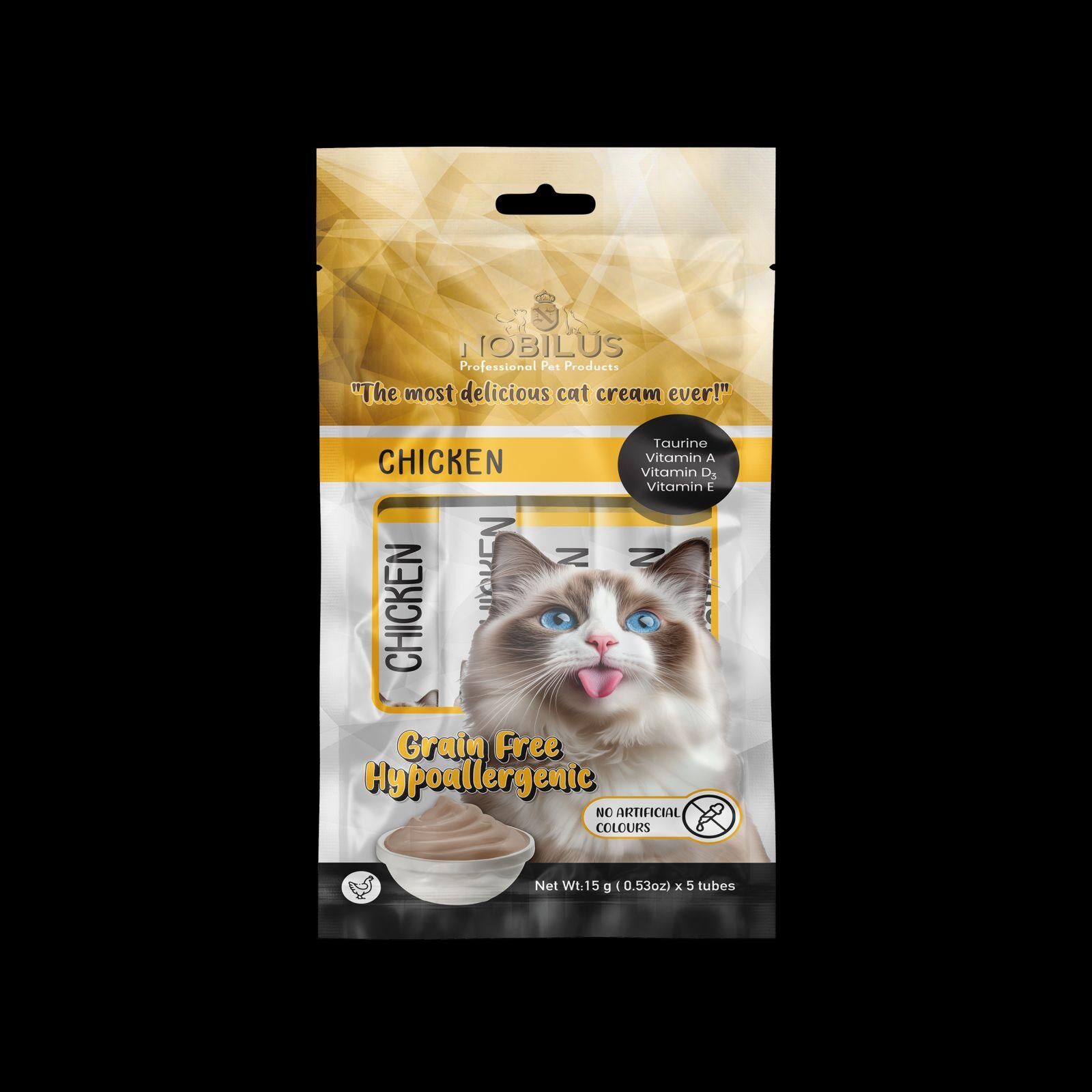 SWN-909 12'Lİ NOBİLUS TAVUKLU KEDİ KREMA ÖDÜLÜ 5X15 GR