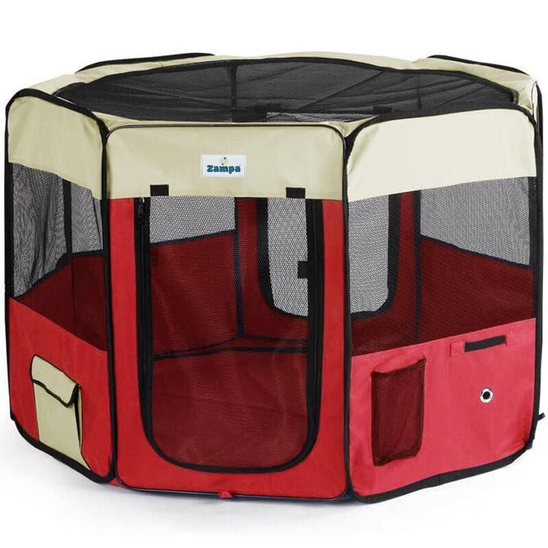 ZPP1301-M-R PET PARK OYUN ALANI KREM-KIRMIZI 96X96X61