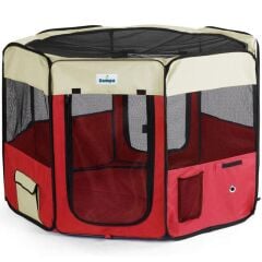 ZPP1301-M-R PET PARK OYUN ALANI KREM-KIRMIZI 96X96X61