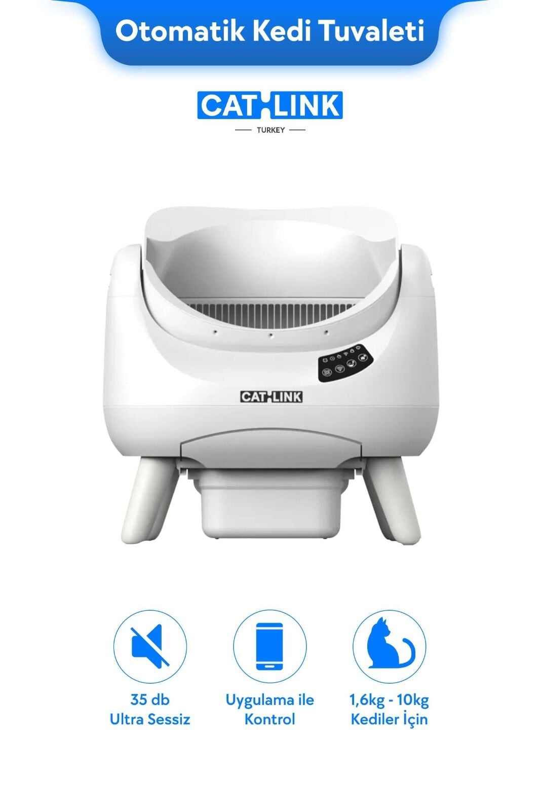 CL-CH-01-W CATLINK ÜSTÜ AÇIK KEDİ TUVALETİ  BEYAZ